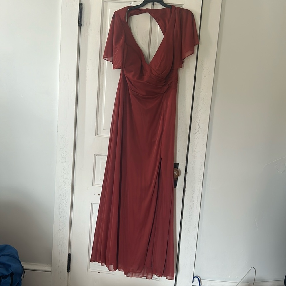 azazie size 16 bridesmaid dress in terracotta